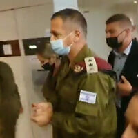 IDF Chief of Staff Aviv Kohavi is seen at Haifa’s Rambam Health Care Campus, on Sepetmeber 27, 2021. (Video screenshot)