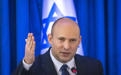 Prime Minister Naftali Bennett leads a cabinet meeting at the Ministry of Foreign Affairs in Jerusalem, on September 12, 2021. (Olivier Fitoussi/Flash90)