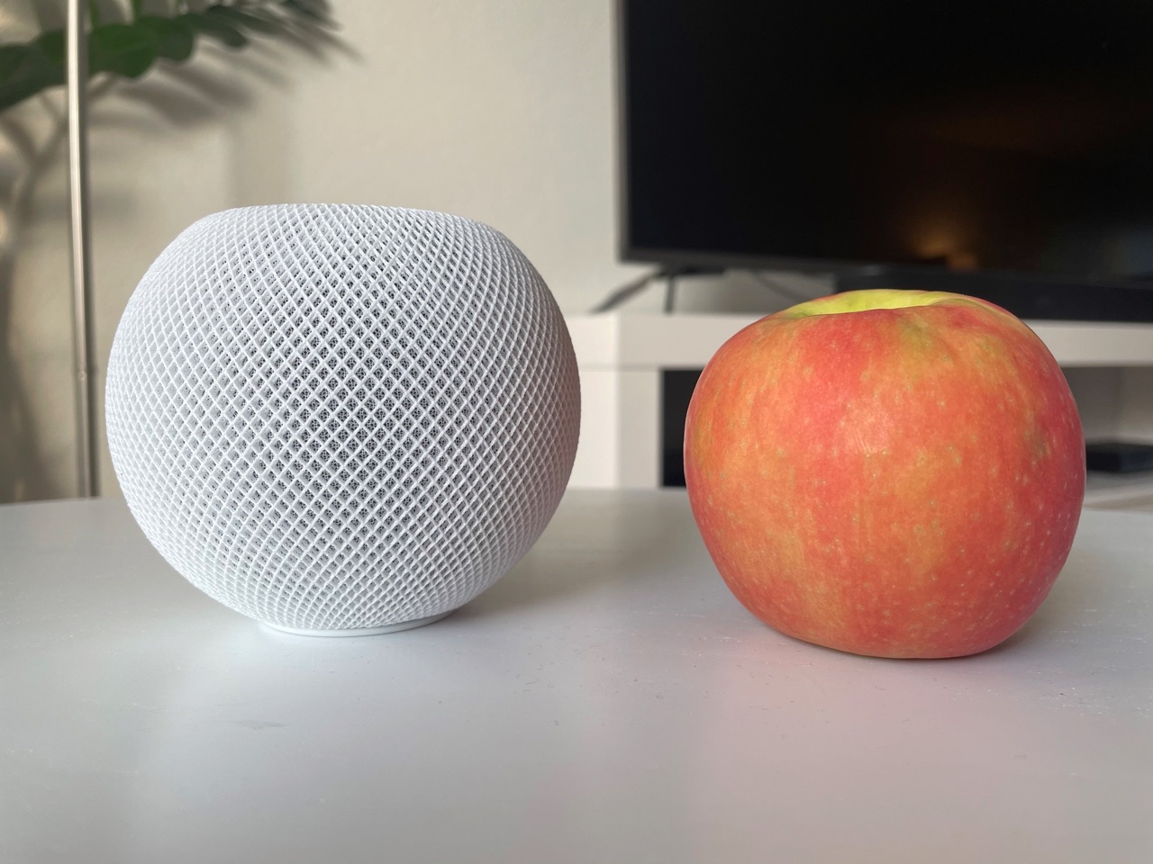 HomePod mini review: formaat vergeleken met appel.