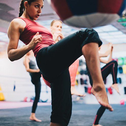 Person exercising at the gym