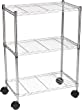 Amazon Basics 3-Shelf Heavy Duty Shelving Storage Unit on 2" Wheel Casters, Metal Organizer Wire Rack, 23.2"L x 13.4"W x 32.75"H - Chrome