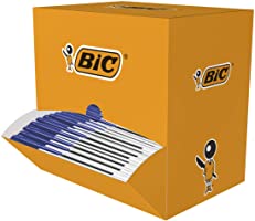 BIC Cristal Original - Bolígrafos de punta media (1.0 mm), Caja de 150 unidades, Azul, óptimo para oficinas