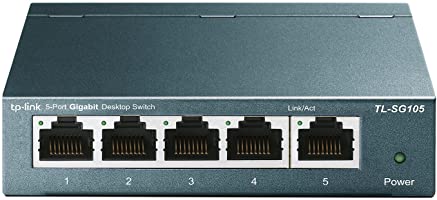 TP-Link TL-SG105 - Switch 5 Puertos 10/100/1000 MBps Switch ethernet, Switch gigabit, Indicador del estado, acero...