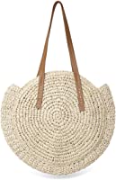 Bolso Redondo de la Paja Mujeres Bolsos de Bandolera Verano Crossbody Totes de Playa Ratán Tejidas a Mano Para Estilo...