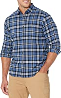 Amazon Essentials - Camisa de franela a cuadros, manga larga, ajustada, para hombre