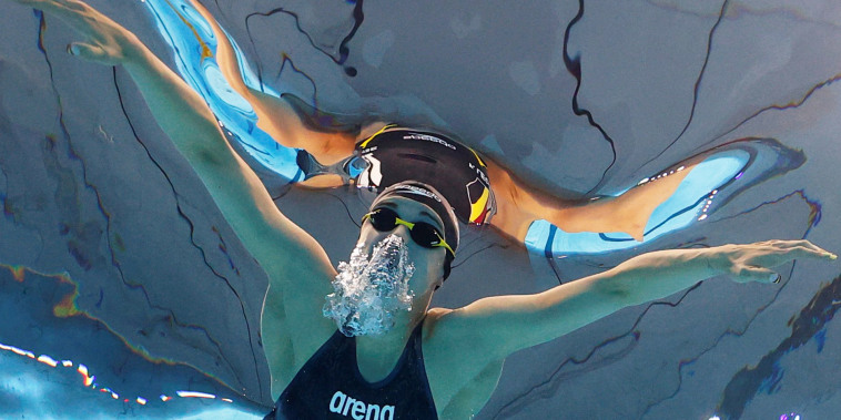 Belgium's Fanny Lecluyse competes in the Women's 100m Breaststroke at the Tokyo Games on July 25, 2021.