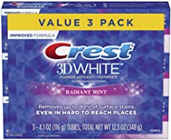 Crest 3D White Toothpaste Radiant Mint, 4.1 oz (Pack of 3) (Packaging May Vary)