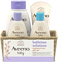 Aveeno Baby Daily Bathtime Solutions Gift Set to Nourish Skin for Baby and Mom, 4 Items