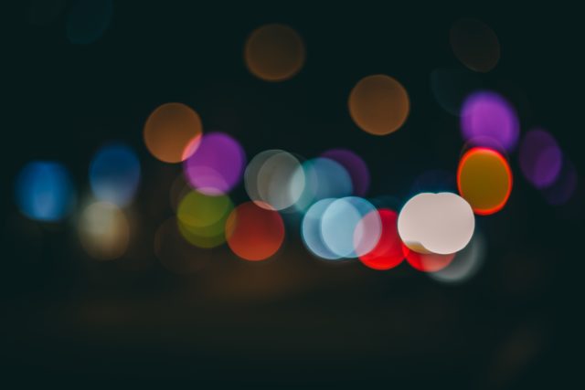 Colourful lights, blurry