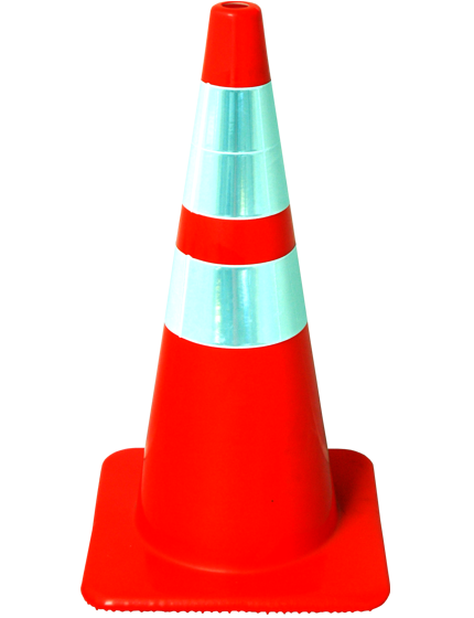 28 inch Solid Orange Traffic Cone with Reflective Collars