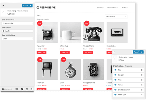 Responsive WooCommerce customization options