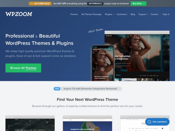 صفحة WPZOOM الرئيسية