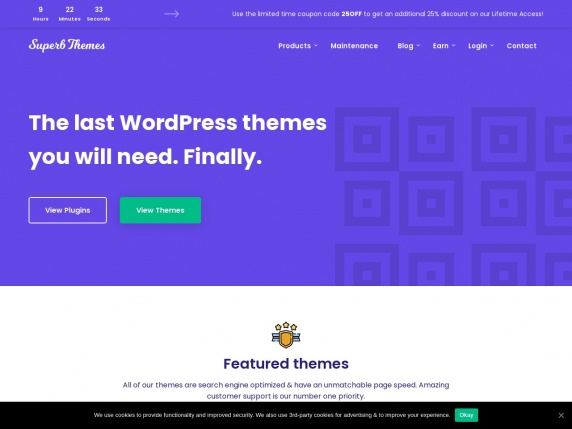 SuperbThemes હોમપેજ 