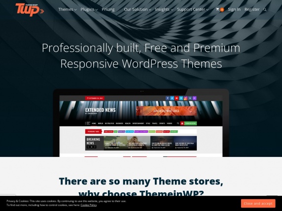 ThemeinWP homepage