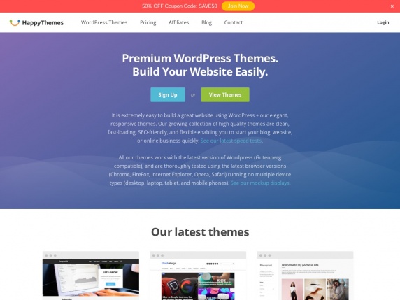 HappyThemes homepage