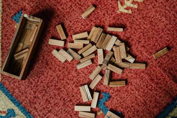 set of wooden blocks for jenga game