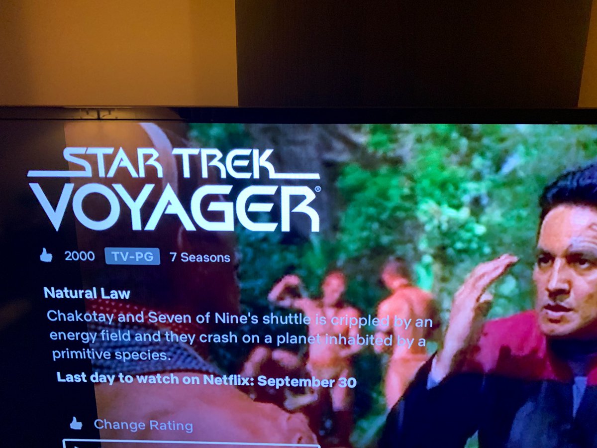 Image of a Netflix screen showing that Star Trek Voyager will not be available after Sep 30.