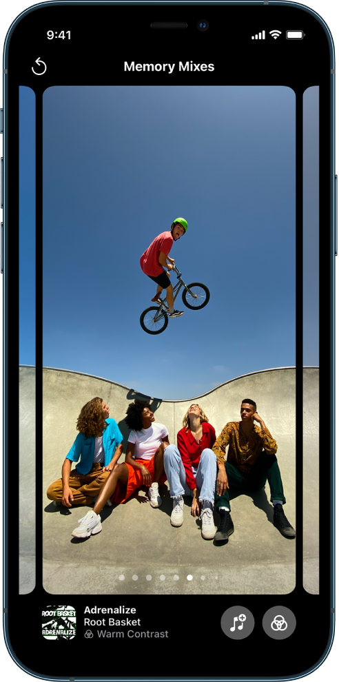 The Memory Mixes screen in the Photos app.