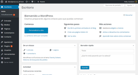 Escritorio de WordPress