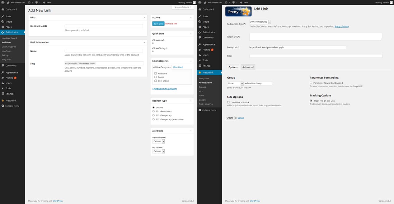 Comparison of Link Adding Interfaces