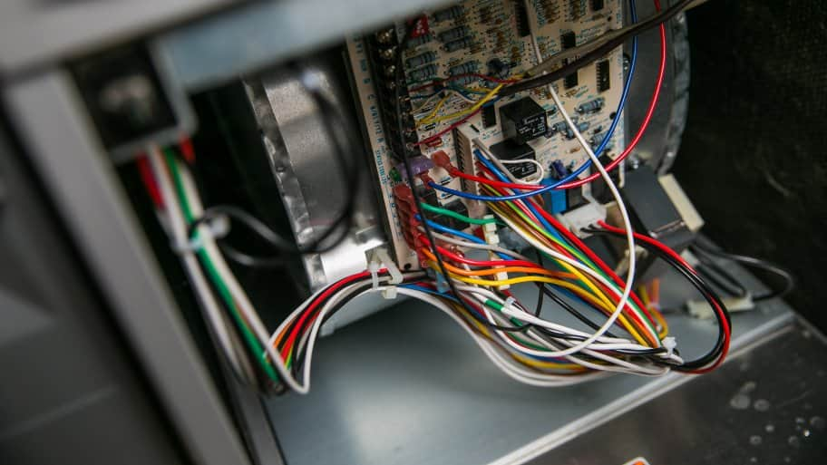 electrical wires on a furnace