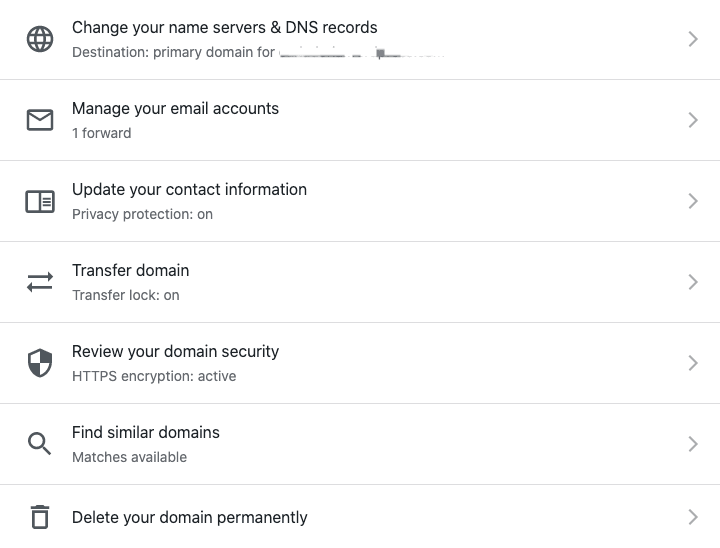 Registered Domain Settings