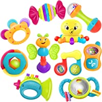 iPlay, iLearn 10pcs Baby Rattle Toys, Infant Shaker, Teether, Grab and Spin Rattles, Musical Toy Set, Early Educational,...