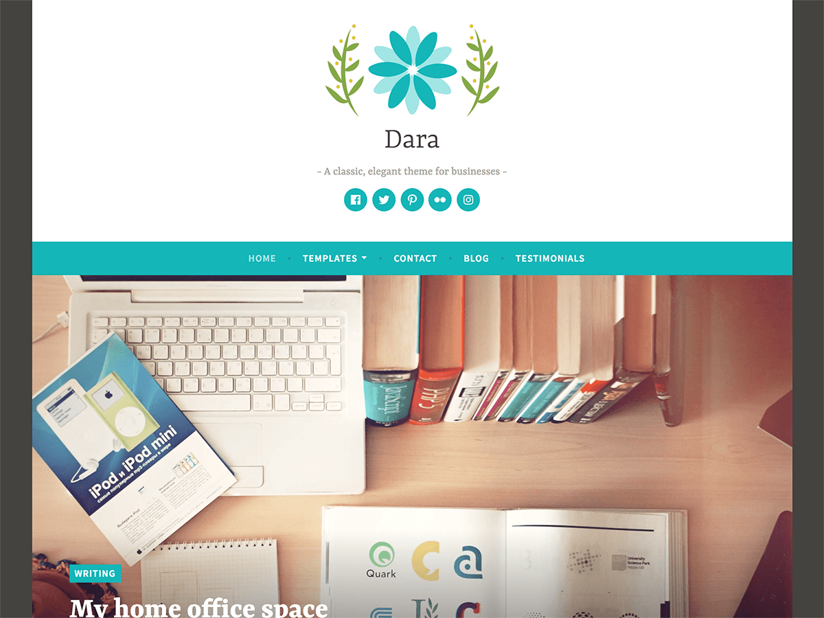 Dara 采用大胆的推荐图片和明亮、欢快的颜色，已准备好为您的企业添姿添彩。