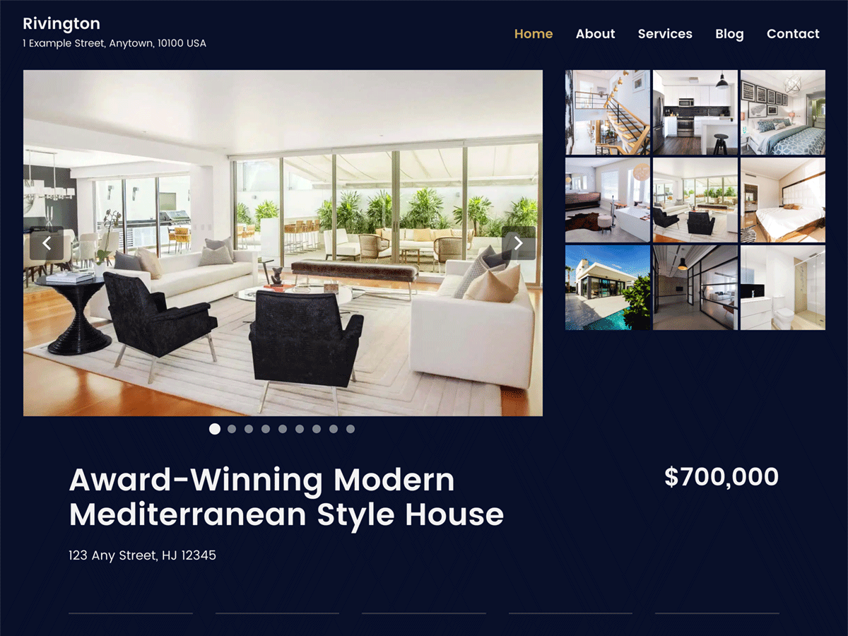 Rivington 是个强固的布景主题，适用于单一房地产展示。
