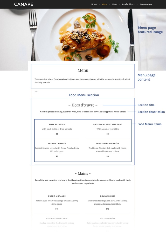 Canapé Menu Template