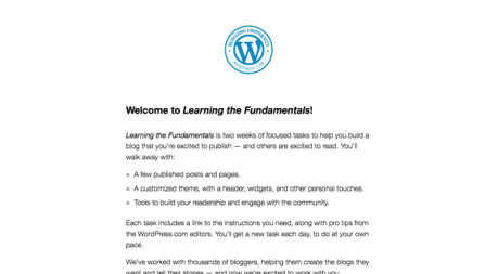 This screenshot shows an example of a course email that highlights Welcome to Learning the Fundamentals.