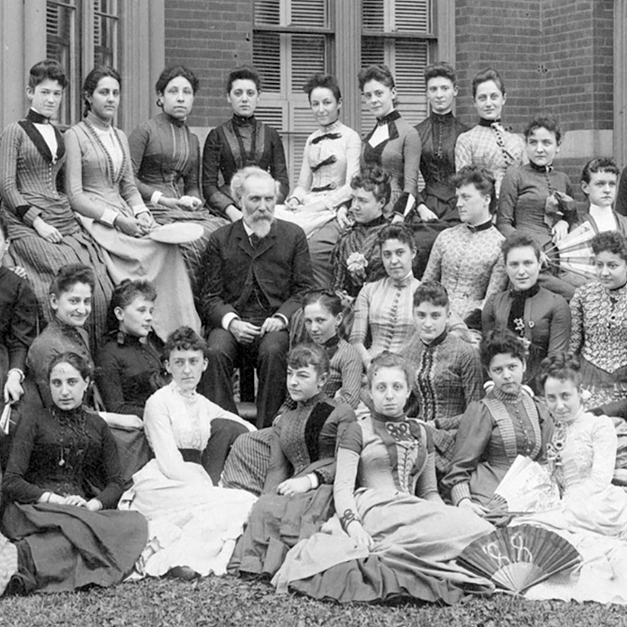 Thomas Hunter with Normal School students, late 19th century
