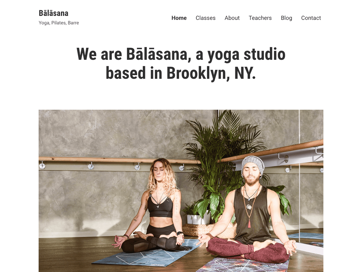 Balasana adalah tema bisnis yang lugas dan minimalis serta dirancang untuk menjadikan situs yang berfokus pada kesehatan dan kebugaran.