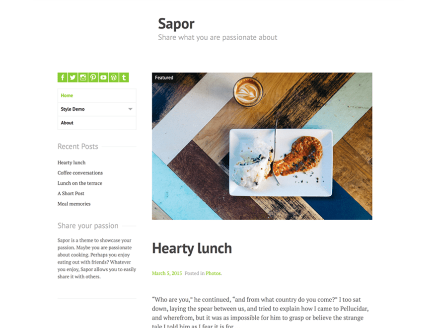 Sapor is een tweekoloms blogthema met tal van mogelijkheden