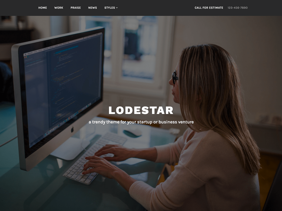 Lodestar é um tema de uma página desenhado pensando em startups e pequenos negócios.