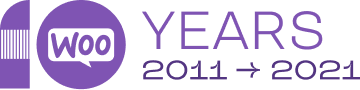 WooCommerce 10 Years logo.