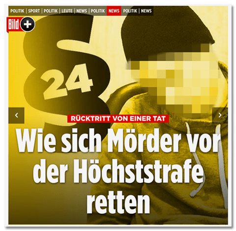 Screenshot Bild.de - Wie sich Mörder vor der Höchststrafe retten