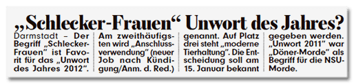 Ausriss Bild-Zeitung - Schlecker-Frauen Unwort des Jahres?