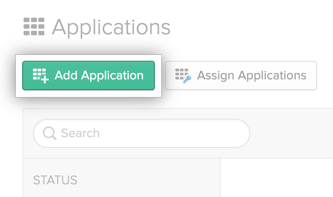 "Add application" button in the Okta Dashboard's Applications tab