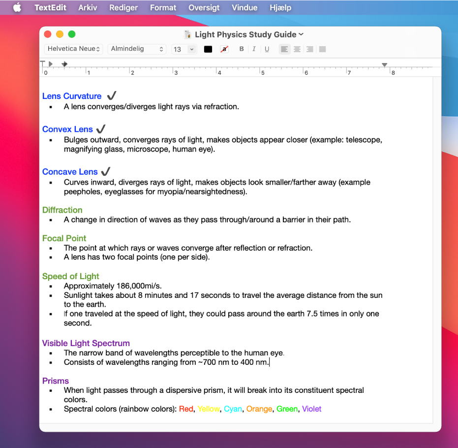 Et formateret dokument i programmet TextEdit på skrivebordet.