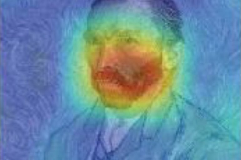 This shows Van Gogh's portrait with the hotspots mapped out