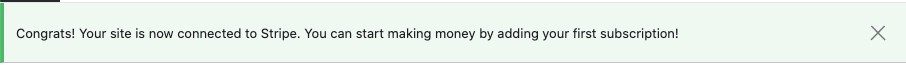Message displayed when connected to your Stripe account