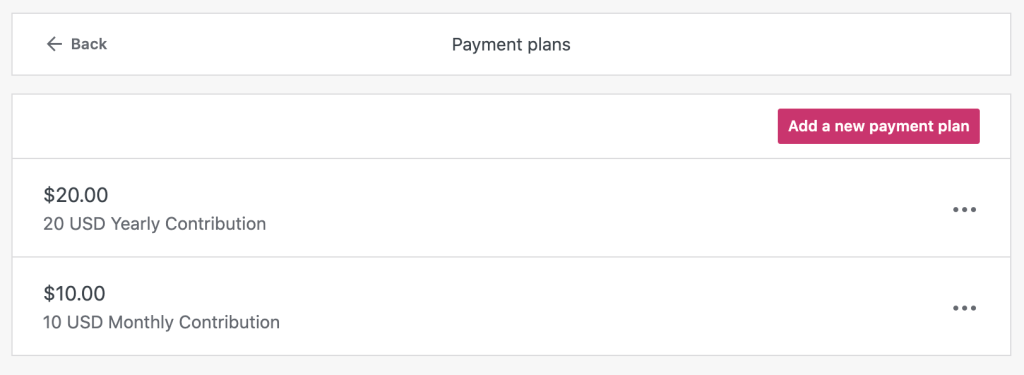 List of Payment plans