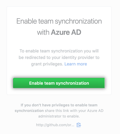 Enable team synchronization redirect button