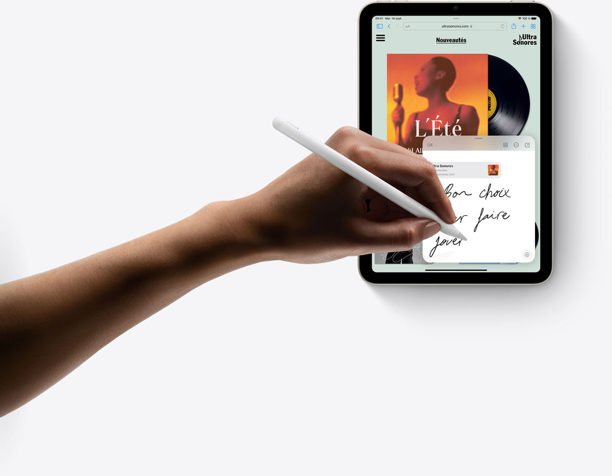 Utilisation de l’Apple Pencil dans une Note rapide