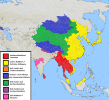 color map showing Buddhism is a major religion worldwide