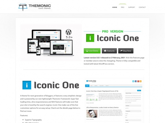 Themonic Themes homepage