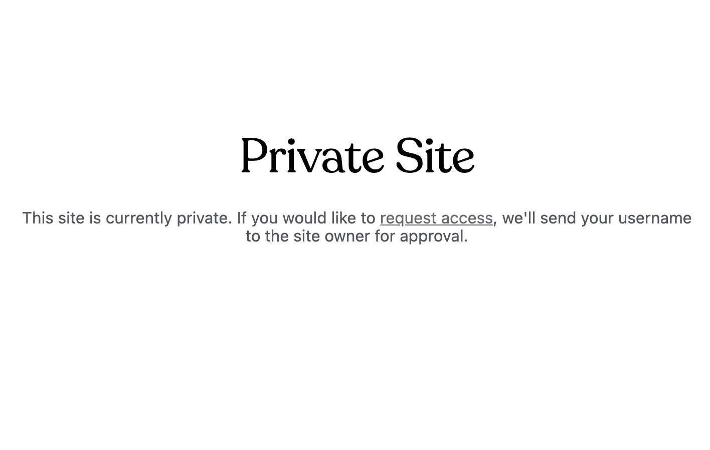 Het bericht 'Privésite' wordt op sites weergegeven die zijn ingesteld als privé