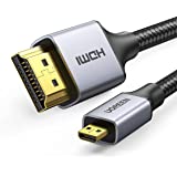 UGREEN 10FT Micro HDMI to HDMI Cable 4K 60Hz, Braided Micro HDMI Adapter Support Two-Way Transmission HDR 3D ARC 18Gbps Compa