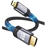 4K Micro HDMI to HDMI Cable 6.6 FT, JSAUX Micro HDMI to Standard HDMI Cord Braided Support 4k 60Hz HDR 3D ARC 18Gbps Compatib